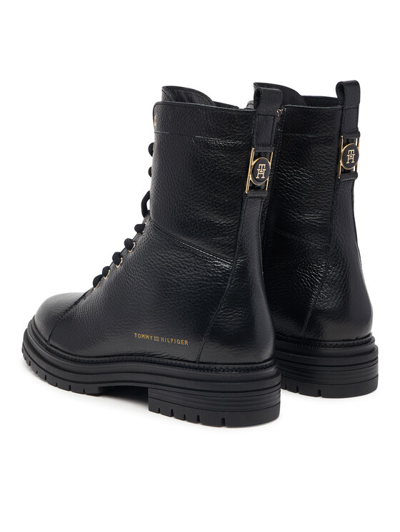 Tommy Hilfiger Tommy Hilfiger Μποτίνια Th Emboss Grain Leather Boot FW0FW09553 Μαύρο