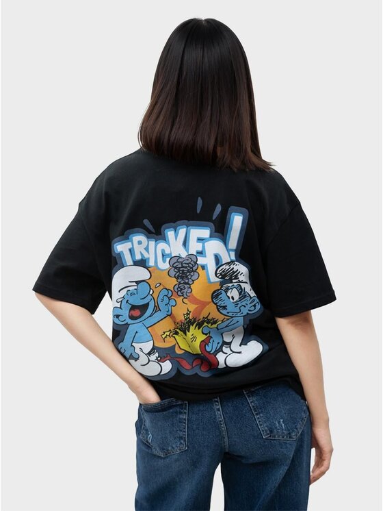 Smerfy Smerfy T-Shirt 118613 Czarny Oversize