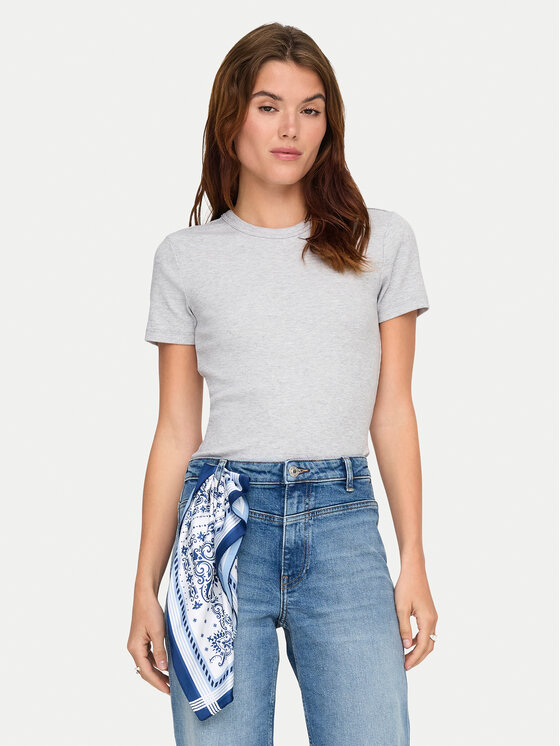 ONLY Tricou Val 15339774 Gri Slim Fit