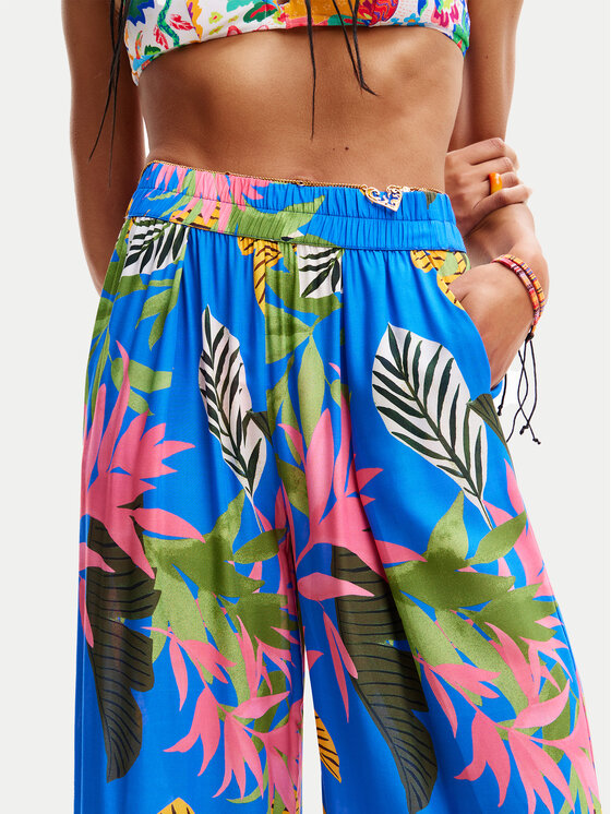 Desigual Desigual Stoffhose Tropical Party 24SWMW21 Blau Loose Fit