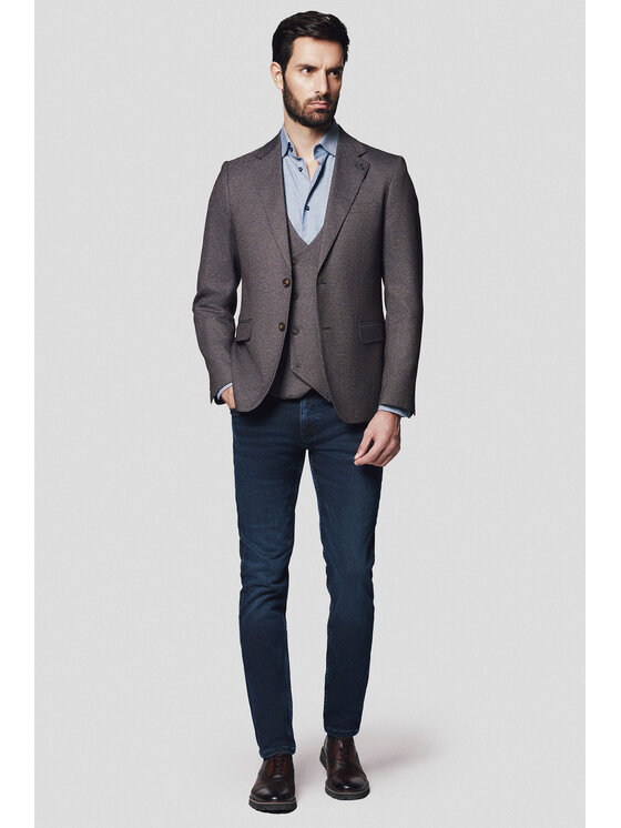 Lancerto Lancerto Marynarka Magenta MA131224000020 Brązowy Slim Fit