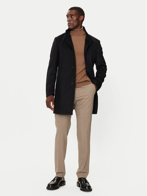 JOOP! JOOP! Płaszcz wełniany 17 JC-21Maron 30044311 Czarny Regular Fit