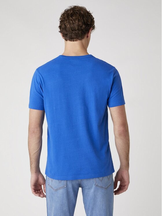 Wrangler Wrangler T-Shirt SS SEAS LOGO TEE Niebieski Regular Fit