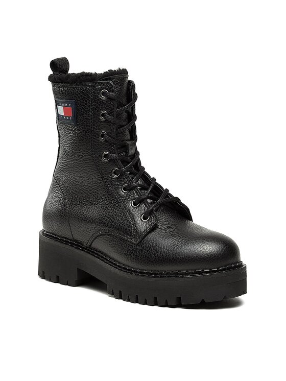 Tommy Jeans Tommy Jeans Μποτάκια Tjw Urban Boot Tumbled Ltr Wl EN0EN02317 Μαύρο