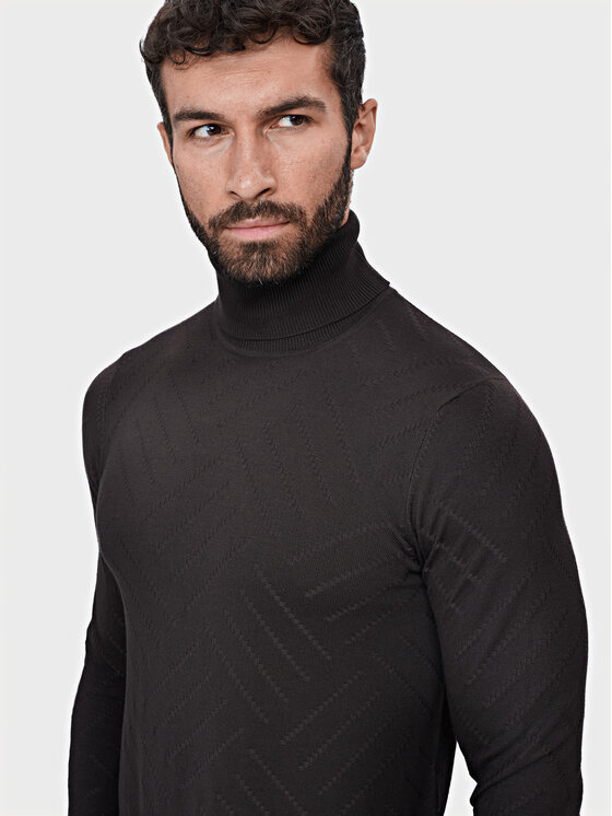 Evenemen Evenemen Sweter Golf Brązowy Slim Fit
