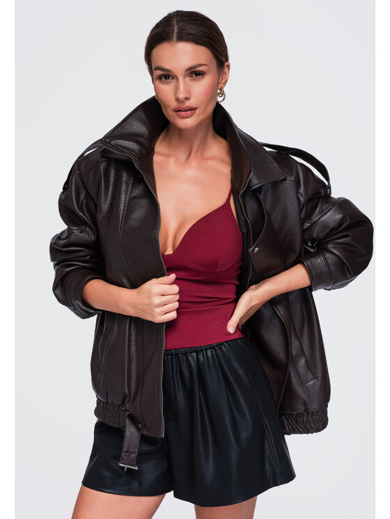 Ombre Ombre Kurtka przejściowa OW-JAFL-0138 Brązowy Oversize