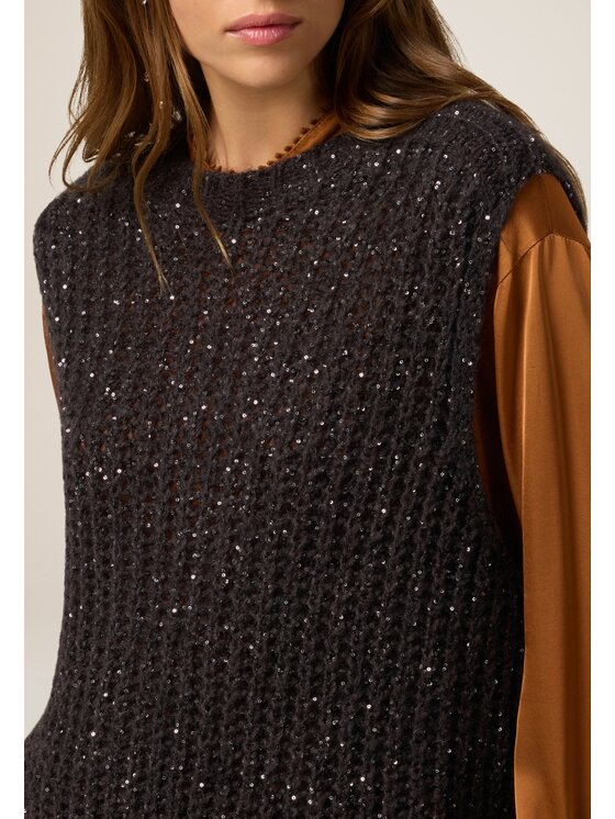 Oltre Oltre Sweter M149E002157N023 Szary Regular Fit
