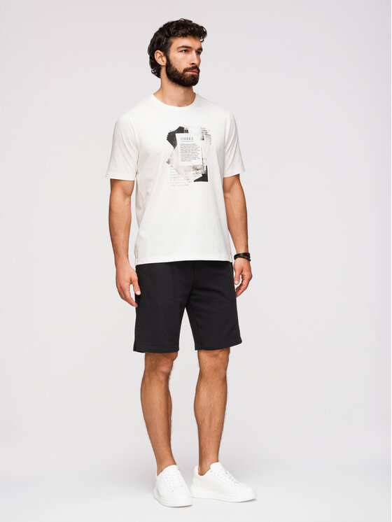 Ombre Ombre Szorty materiałowe OM-SRSK-0196 Czarny Regular Fit