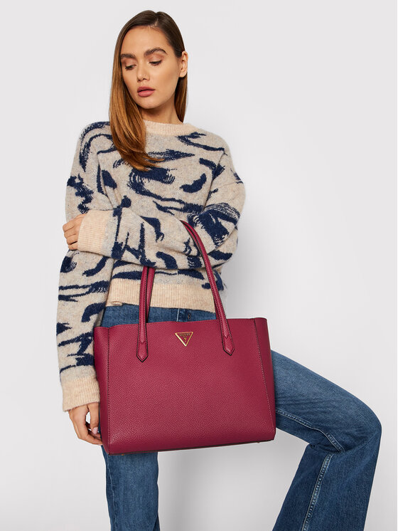 Guess Handtasche Downtown Chic Turnlock Tote HWVB83 85230 Dunkelrot Modivo