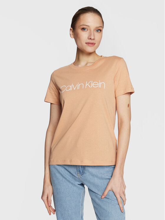 Calvin Klein Calvin Klein T-Shirt Core Logo K20K202142 Beżowy Regular Fit