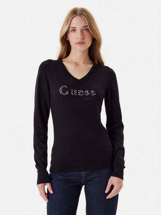 Guess Guess Pulover W5YR24 Z2NQ2 Negru Regular Fit