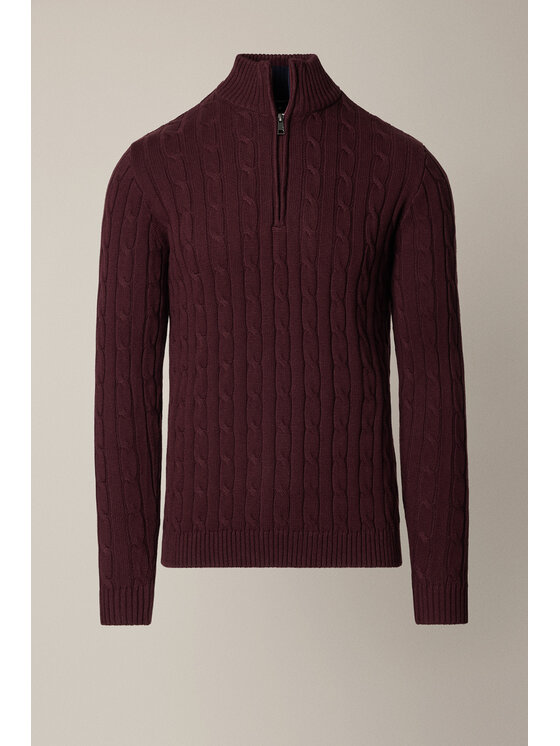 Lancerto Lancerto Sweter Cutter SW073225000036 Bordowy Regular Fit