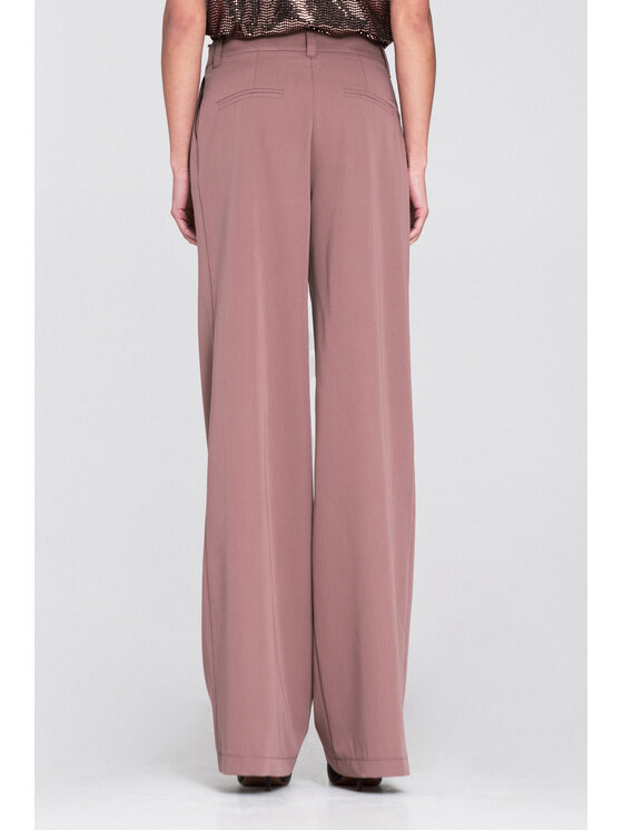 NIFE NIFE Kalhoty z materiálu SD127 Hnědá Wide Leg