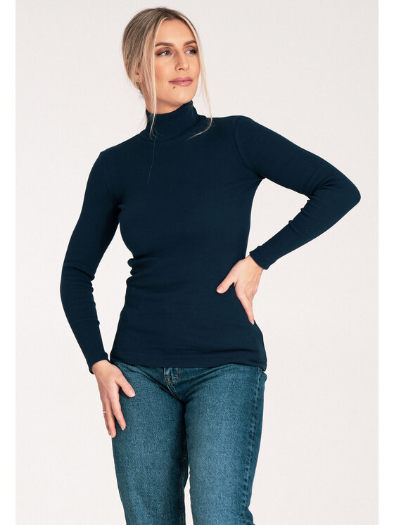 FIGL FIGL Bluzka M1058 Granatowy Fitted Fit