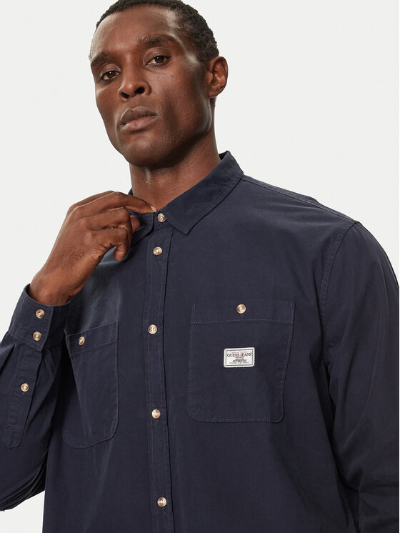 Guess Jeans Guess Jeans Camicia M4YH37 WGCF1 Blu scuro Regular Fit