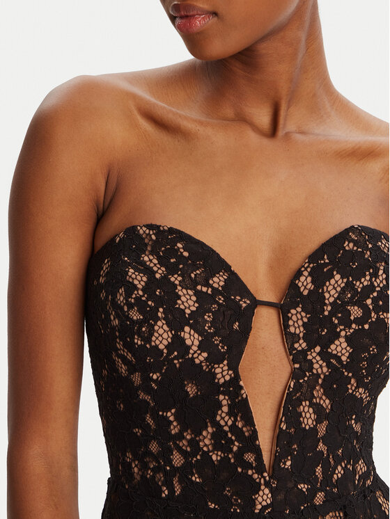BARDOT BARDOT Φόρεμα κοκτέιλ Opal Volume Lace Midi 59714DB2 Μαύρο Regular Fit