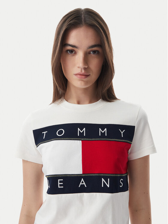 Tommy Jeans Tommy Jeans T-shirt Flag DW0DW22818 Bijela Regular Fit