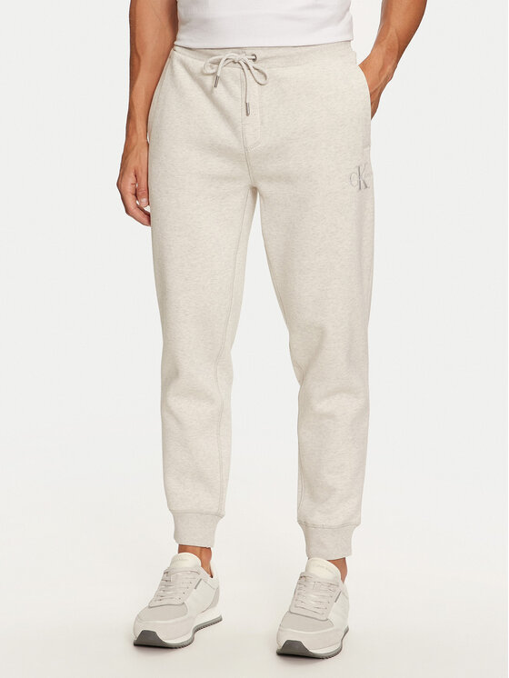 Calvin Klein Jeans Pantaloni da tuta Monologo J30J325658 Grigio Regular Fit, taglia : XL