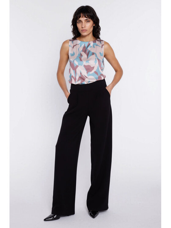 NIFE NIFE Kalhoty z materiálu SD139 Černá Modern Relaxed Fit