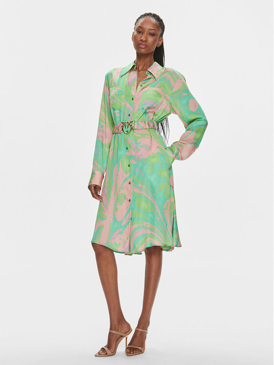 PINKO Pinko Košeľové šaty 103084 A1PE Zelená Regular Fit