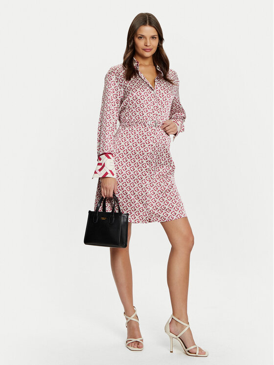 Guess Guess Rochie tip cămașă W5RK40 WF1T2 Roz Regular Fit