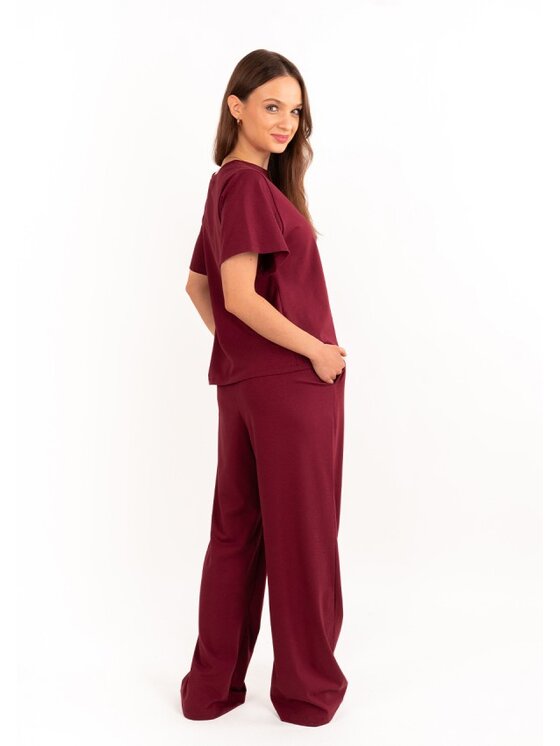 DKaren Lingerie DKaren Lingerie Piżama DK-K-B38 Bordowy Classic Fit