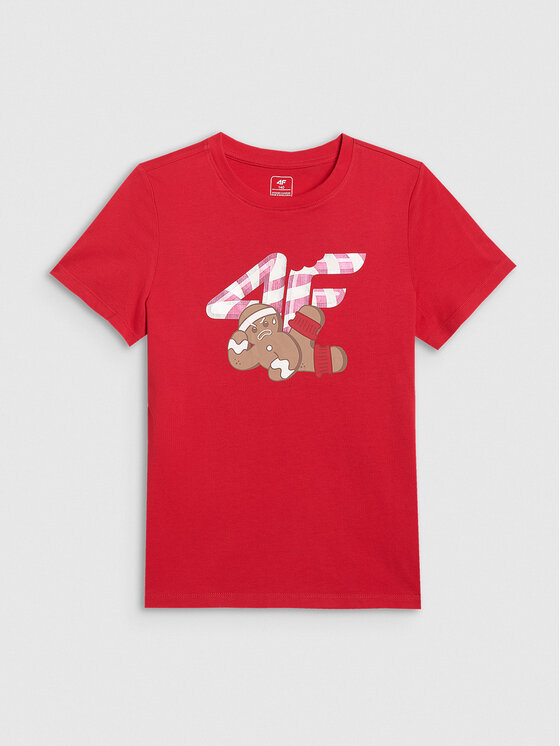 4F 4F T-Shirt CHRISTMAS DROP Czerwony Regular Fit