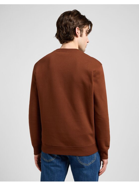 Lee Lee Bluza PATCH CREW SWS Brązowy Comfort Fit