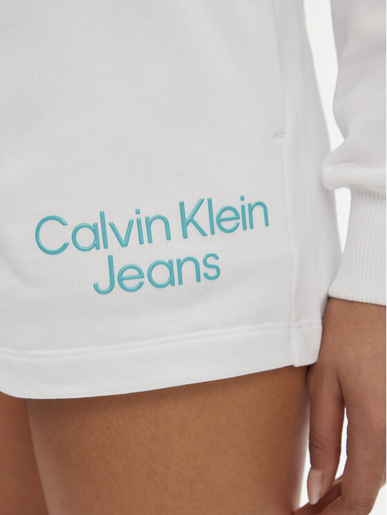 Calvin Klein Jeans Calvin Klein Jeans Sportske kratke hlače Stacked Institutional J20J223136 Bijela Relaxed Fit