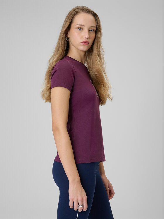 4F 4F T-Shirt SPORTS CLUB Bordowy Slim Fit