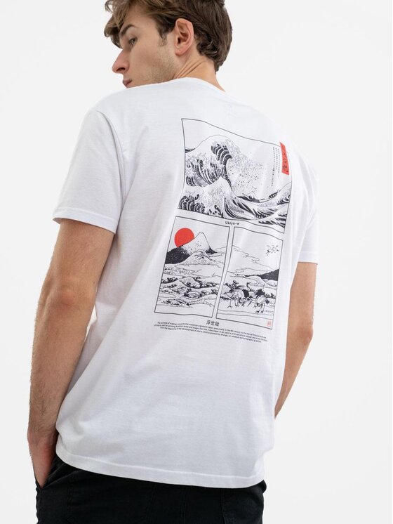 MyStars MyStars T-Shirt Koszulka Z Krótkim Rękawem Męska Biała MyStars Orient Board M Biały Regular Fit