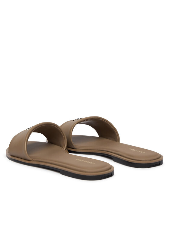 Calvin Klein Calvin Klein Klapki Round Flat Sndl Lth Bar Hw 2 HW0HW02925 Beżowy
