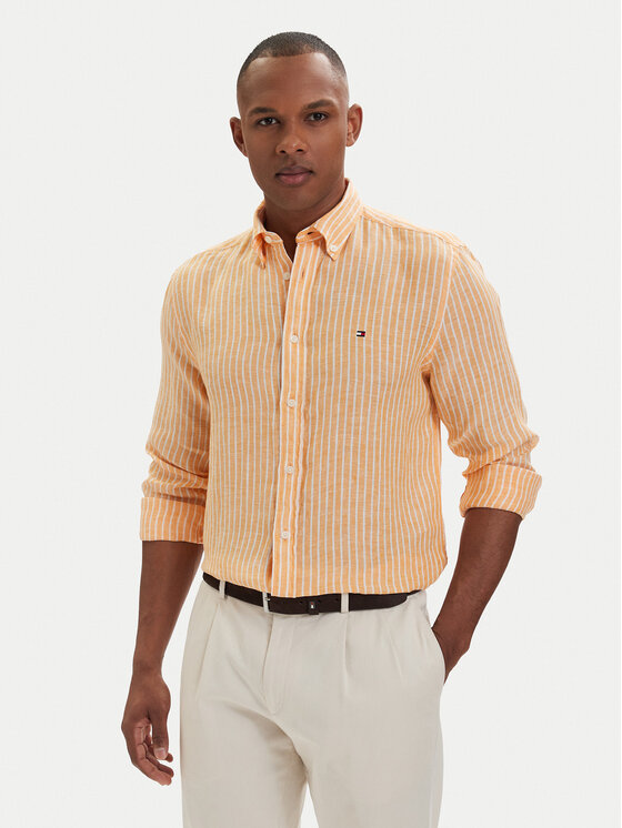 Tommy Hilfiger Tommy Hilfiger Marškiniai Bengal MW0MW42400 Šviesiai oranžinė Regular Fit