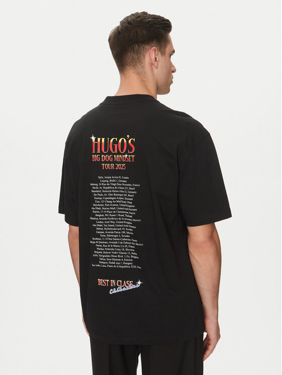HUGO HUGO T-Shirt Dugie 50538259 Černá Oversize
