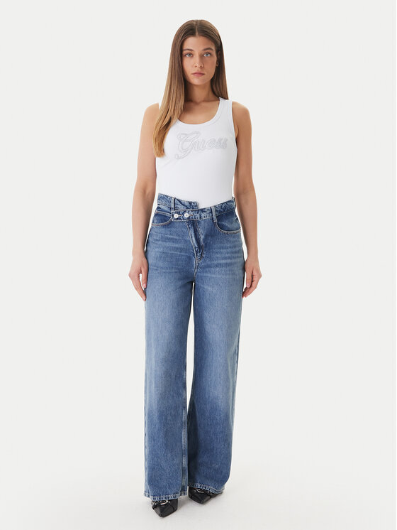 Guess Guess Top W6GP22 K2954 Biały Regular Fit