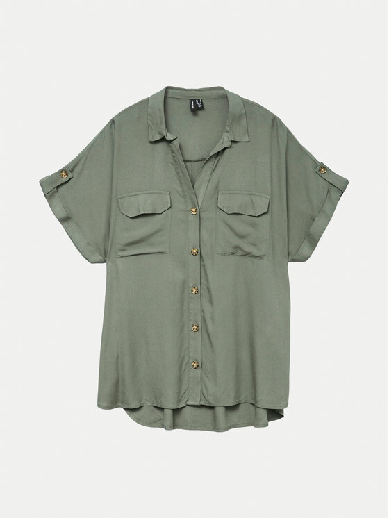Vero Moda Vero Moda Koszula Bumpy 10310139 Zielony Regular Fit