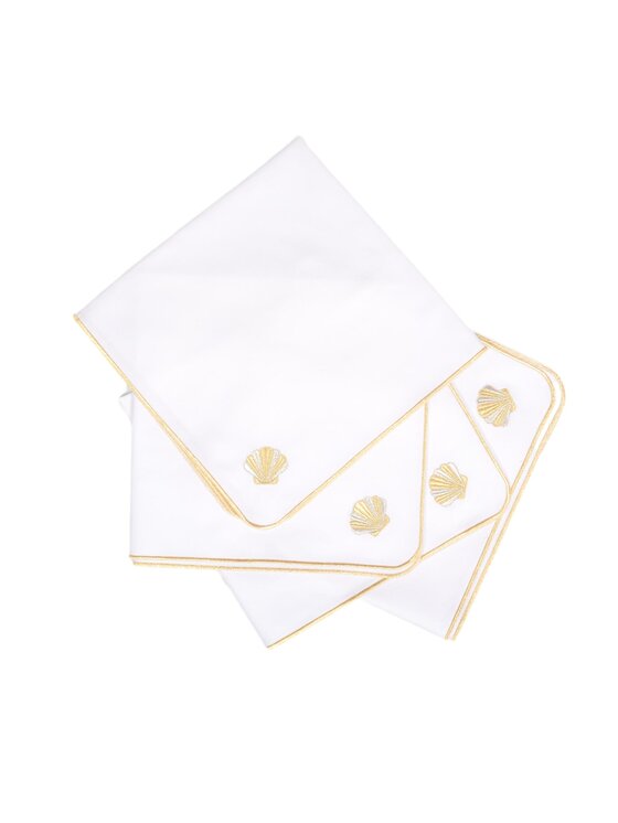 Roseberry Home Roseberry Home Serwetki Haftowana Seashell z motywem muszli Biały