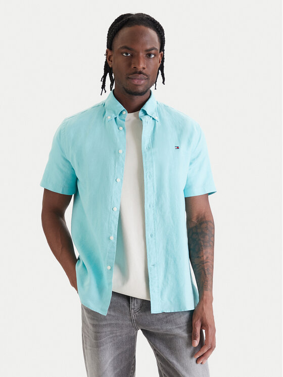 Tommy Hilfiger Koszula MW0MW42450 Turkusowy Regular Fit