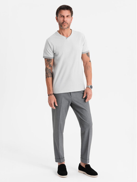 Ombre Ombre T-Shirt OM-TSCT-0198 Szary Regular Fit