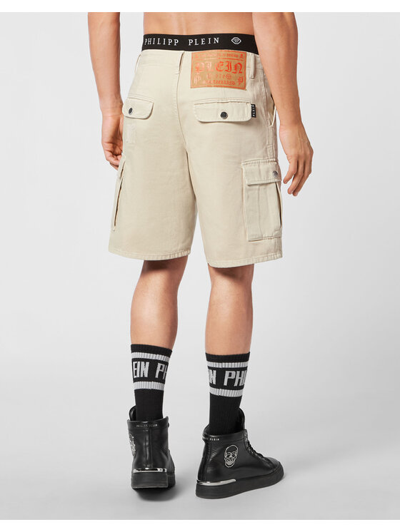 PHILIPP PLEIN PHILIPP PLEIN Džínové šortky 5179 Béžová Regular Fit