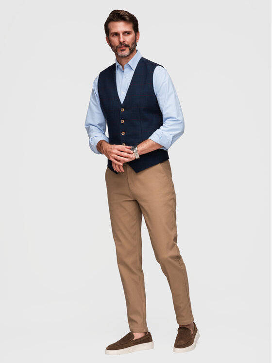 Ombre Ombre Chinosy P1524 Brązowy jasny Chino Fit