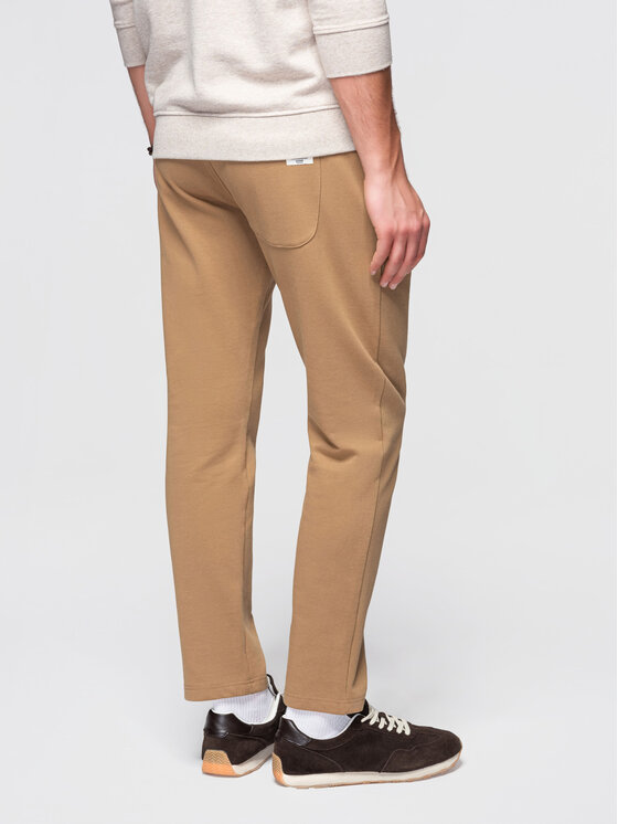 Ombre Ombre Spodnie dresowe OM-PABS-0304 Brązowy Slim Fit