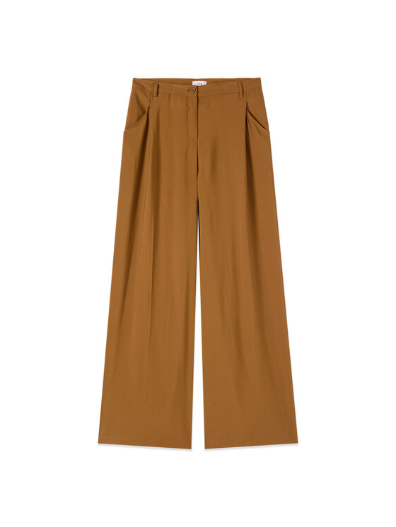 Oltre Oltre Spodnie materiałowe P009R008933N022 Brązowy Baggy Fit
