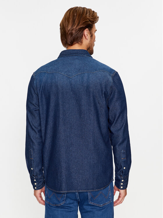 Wrangler Wrangler Koszula jeansowa 27Mw 112341088 Granatowy Regular Fit
