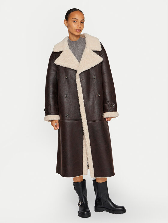 Vila Vila Cappotto in shearling Risi 14097991 Marrone Relaxed Fit