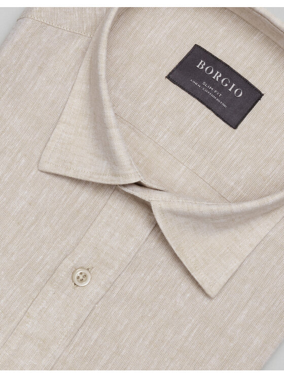 Borgio Borgio Koszula lentane Beżowy Slim Fit