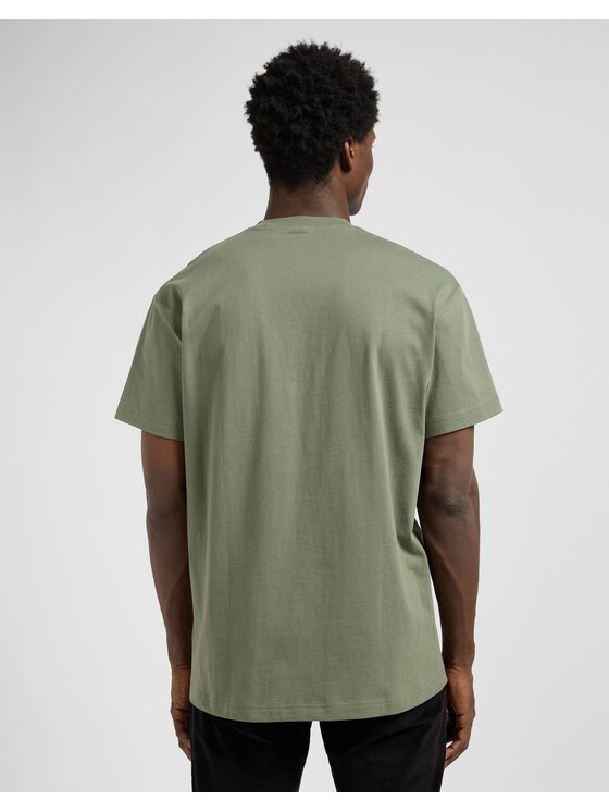 Lee Lee T-Shirt ELEVATED ESS LOGO TEE Zielony Relaxed Fit