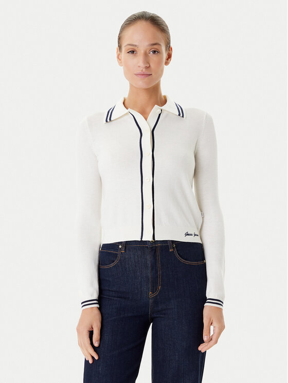 Guess Jeans Guess Jeans Kardigāns W5YR32 Z3HO2 Écru Regular Fit