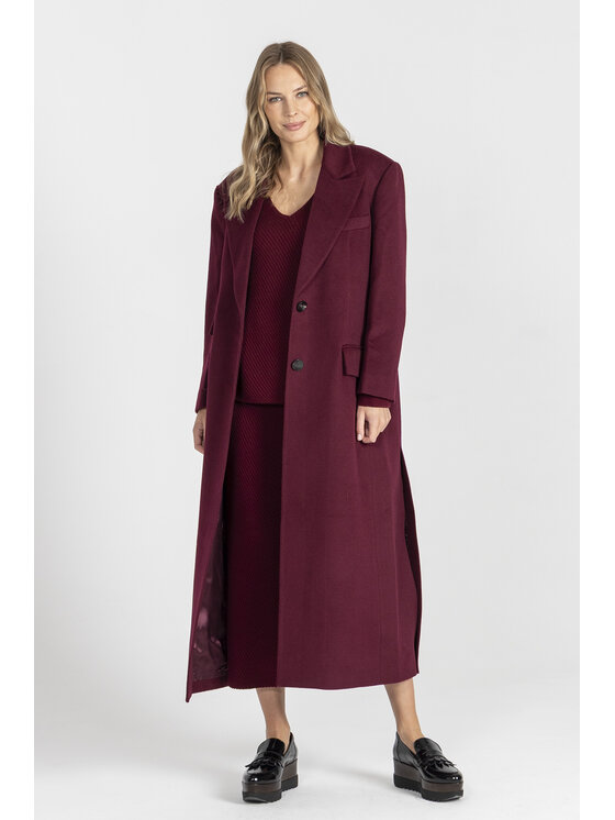 Deni Cler Milano Deni Cler Milano Płaszcz T-DC-8068-E5-90-39-1 Bordowy Loose Fit