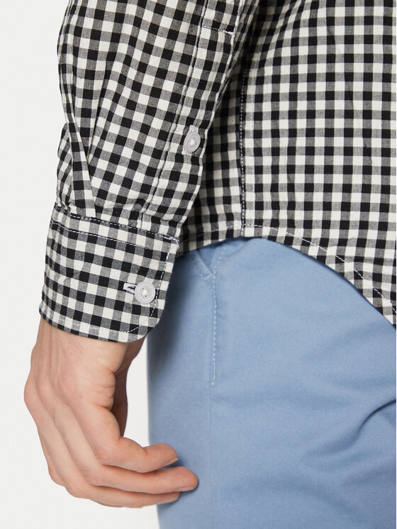 Tommy Jeans Tommy Jeans Ing Poplin Check DM0DM21115 Fekete Regular Fit
